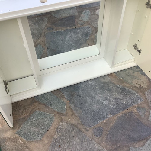 Bathroom mirror white with side cabinets, like new, lacquered wood