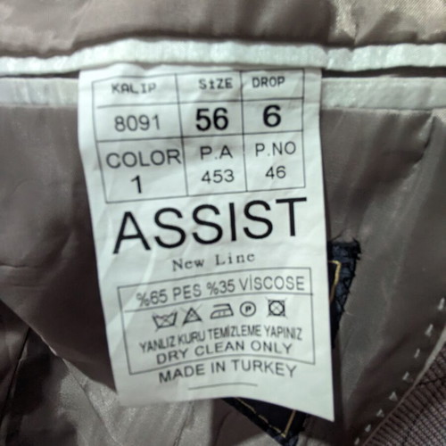 Assist men's suit 3 in 1 size 56 mauve grey checked like new