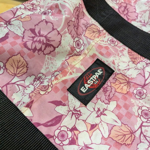 Eastpak floral backpack used, white and pink