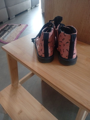 Girls' boots size 23 like new, pink and black