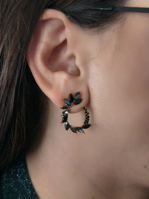 Opera earrings new, brass with crystals