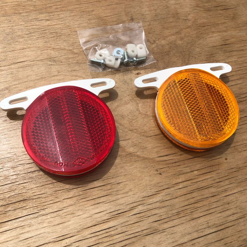 Bicycle spoke reflectors pair orange-red new