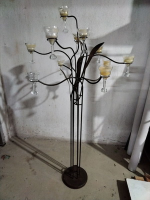 Solid candle holder with 11 glass cups like new