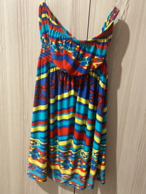Strapless dress used, multicolor, fits medium to large