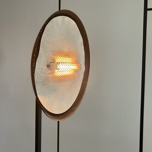 Halogen floor lamp used, black with adjustable brightness