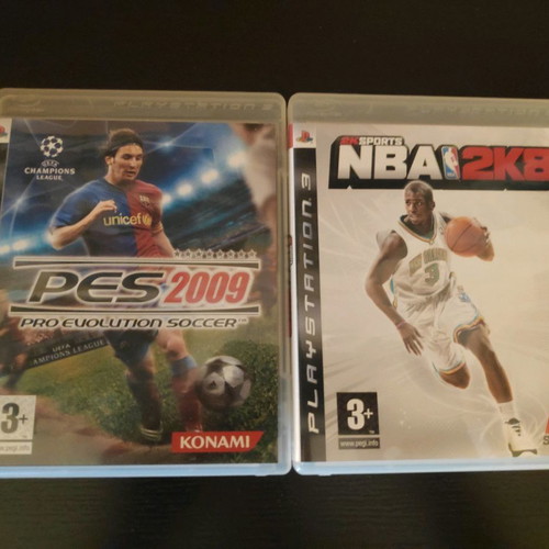PES2009 and NBA2K8 pack for Playstation 3 used, complete with manuals
