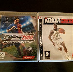 Πακέτο PES2009 & NBA2K8 για Playstation 3. Κομπλέ με τα βιβλιαράκια.