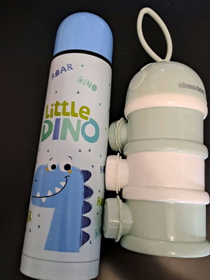 Set Voltas Little Dino Inox Thermos and Kikka Boo Milk Dispenser like new