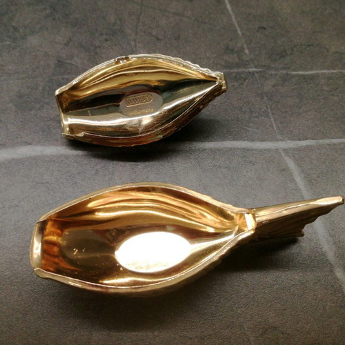 Serving set used, 14 pieces, silver-plated and gilded