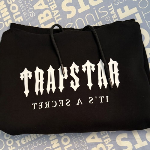 Trapstar hoodie black with white logo, like new