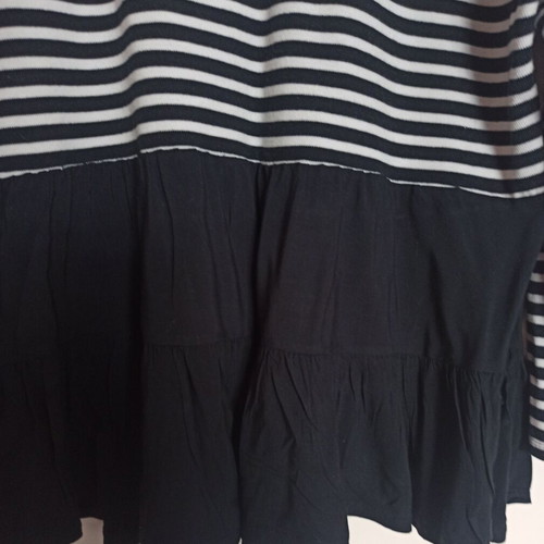 Zara black and white striped long-sleeve top Large like new with ruffles
