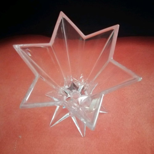 Crystal star-shaped candlesticks new, German origin, set of 2