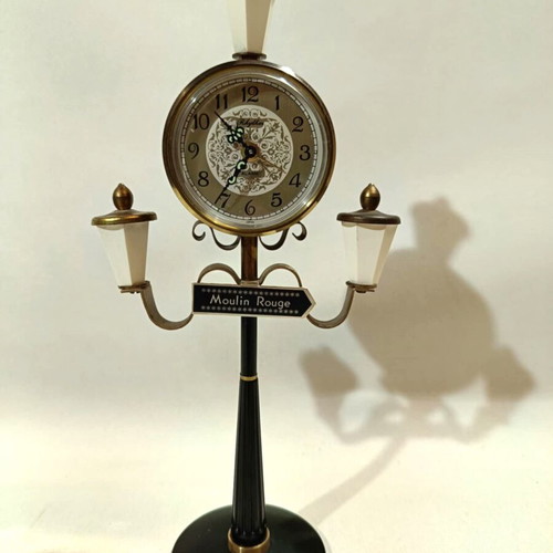 Bronze wind-up clock-alarm Rythm Japan used, 1960s design