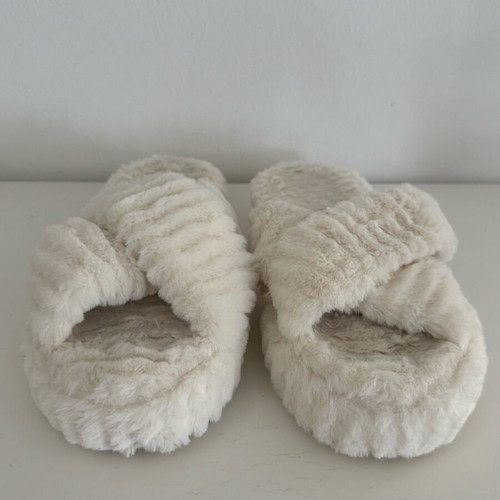Zara Home fur slippers used, size 36, white