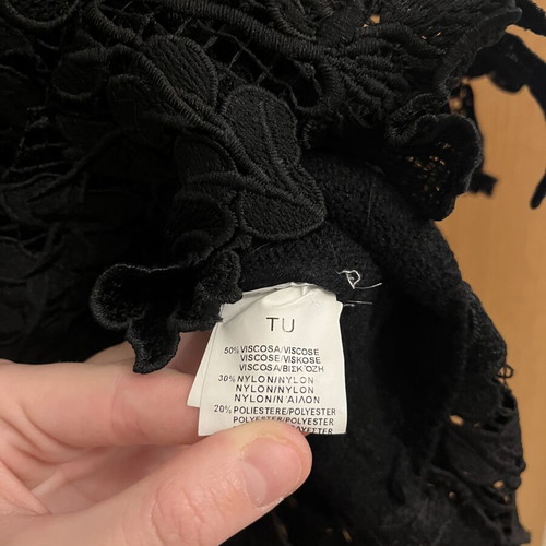 TMG Fashion black asymmetrical blouse with lace L/XL like new