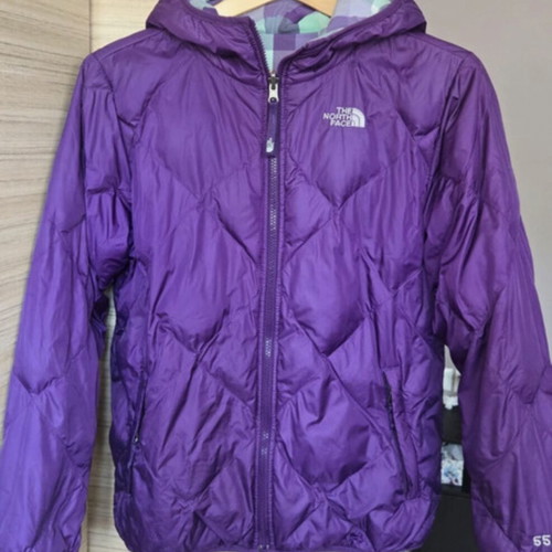 The North Face reversible jacket like new, green and purple, size S