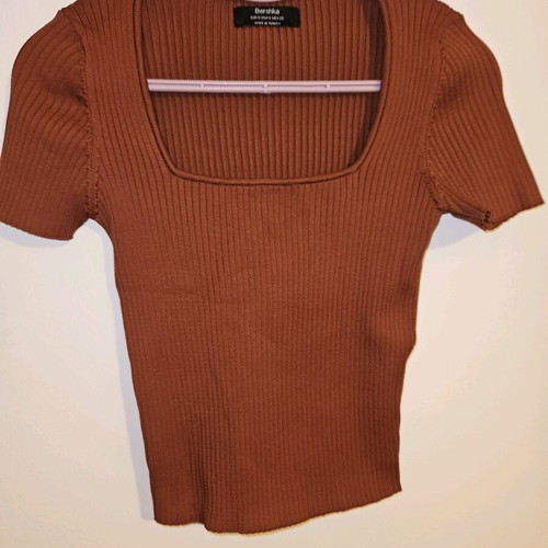 Bershka short-sleeve shirt terracotta like new, size S
