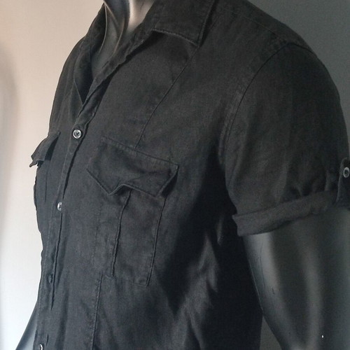 Zara Man black linen shirt, size Large