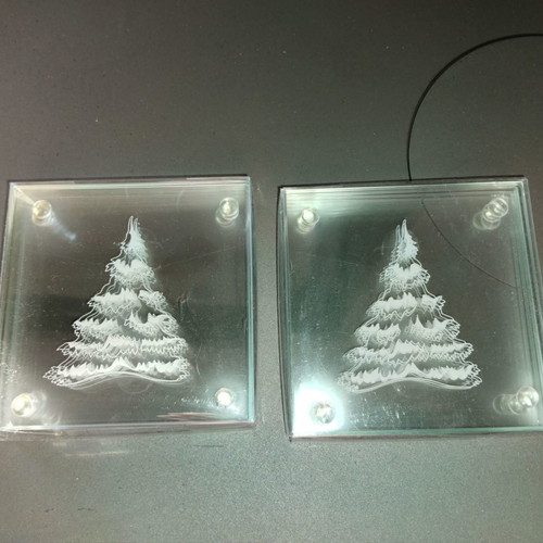 Glass Christmas coasters new, set of 8