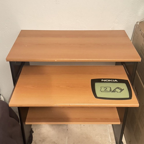 Computer desk used, small with sliding keyboard and printer shelves