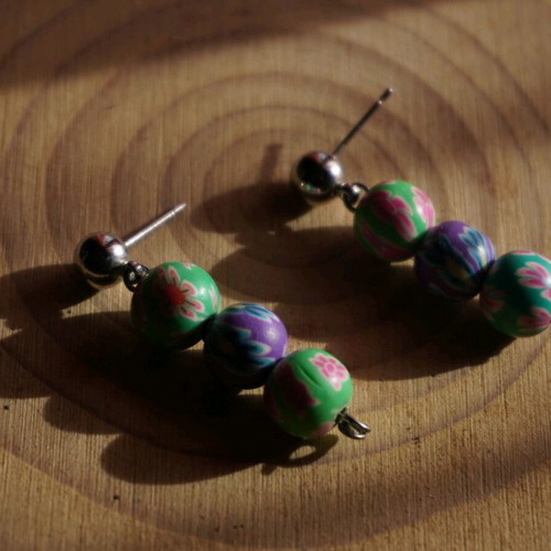 Handmade earrings with steel post multicolored new