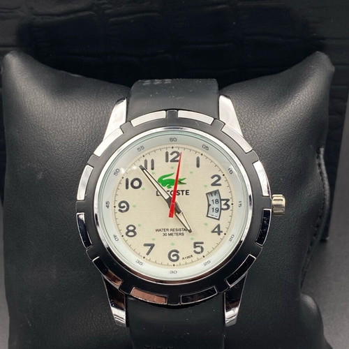 Lacoste men's watch like new with black silicone strap