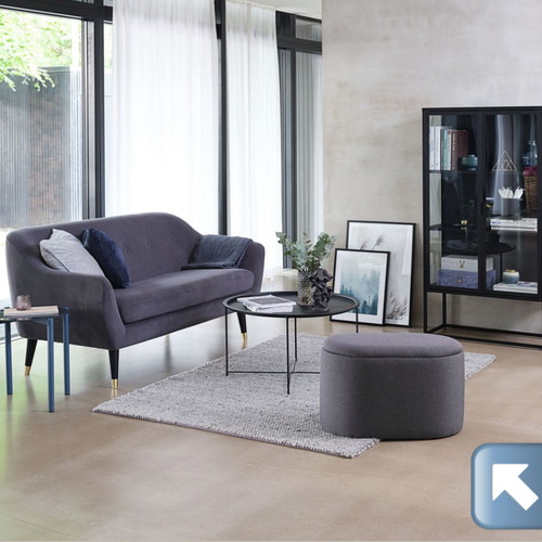 Pouf with storage new, gray fabric 65x35