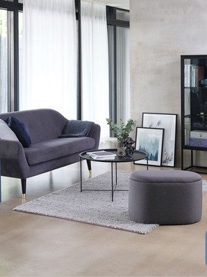 Pouf with storage new, gray fabric 65x35