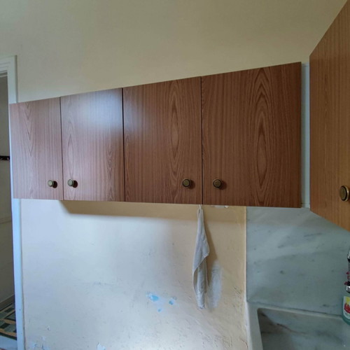 Kitchen cabinets used, two rows made of novopan