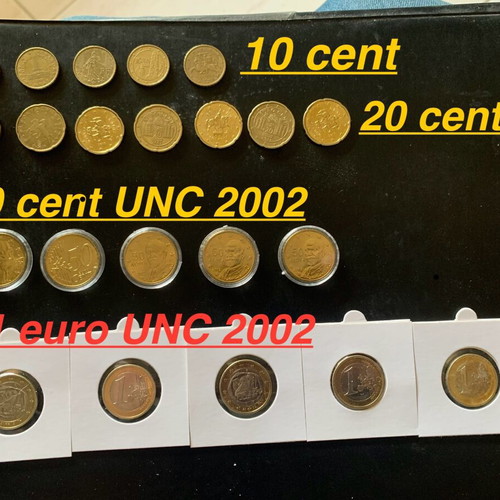 Euro coin collection used with 10, 20, 50 cent and 1 euro coins