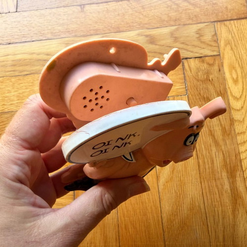 Retro piggy decoration with sound, used