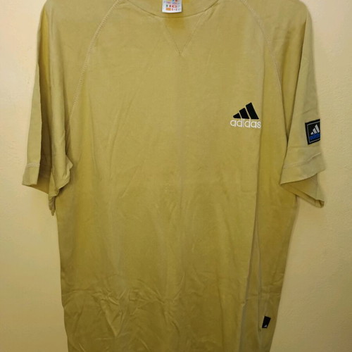 Vintage Adidas T-shirt used, beige/olive, raglan sleeves, size Small