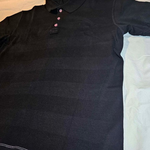Men's black striped T-shirt, size L, cotton