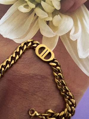 Cuban Link bracelet with gold-tone detail