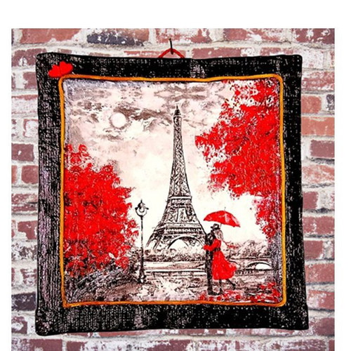 Handmade frame or tabletop decoration Couple in romantic Paris