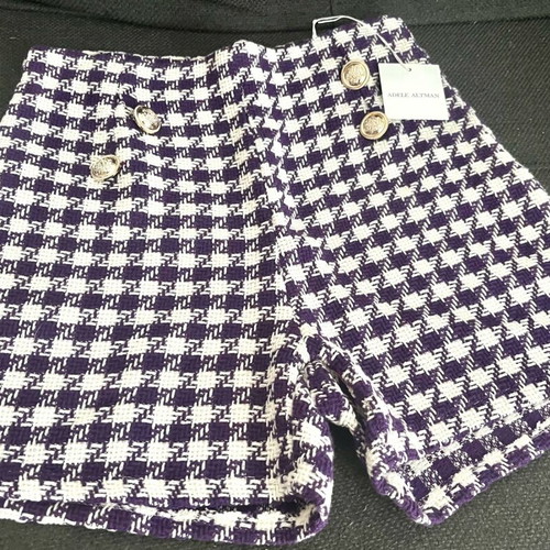 Adele Altman Textured Tweed Houndstooth Shorts Size 10 High Waisted New