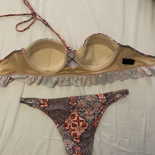 Minkpink bikini set used, large, ethnic mosaic pattern