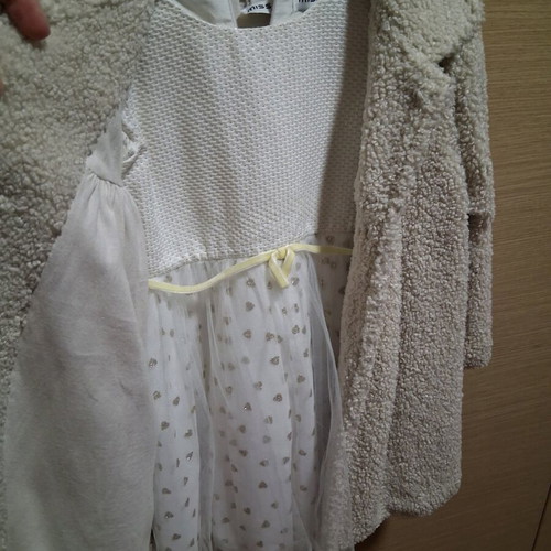 Evita dress and coat set for 3-year-old girls new, beige and gold glitter