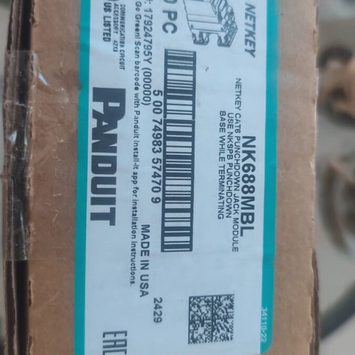 Panduit NetKey Cat6 modular jacks, black, pack of 50