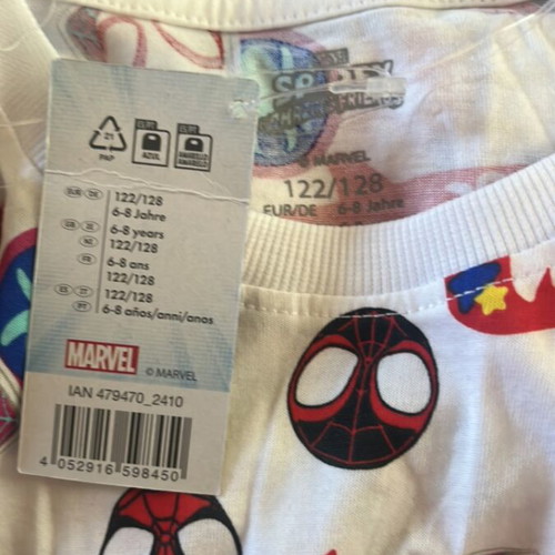 Marvel Spiderman kids set with white graphic shirt and black pants new