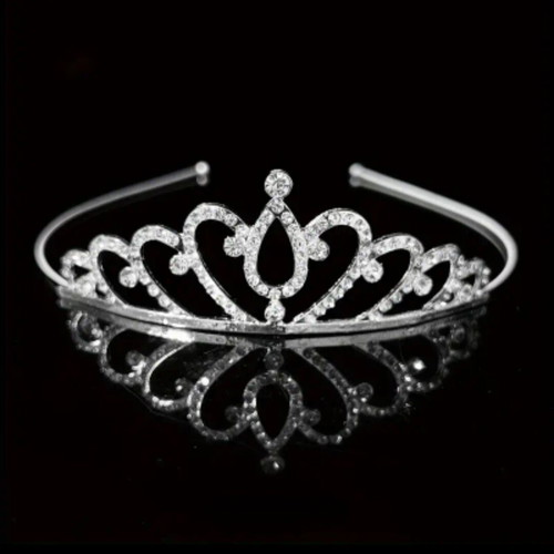 Bridal crown with crystal rhinestones silver, new