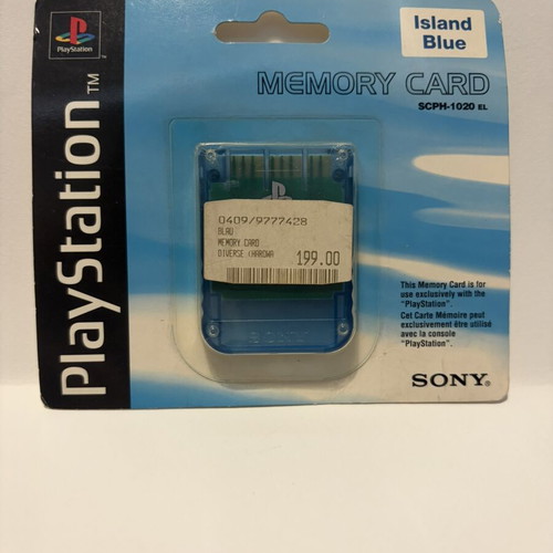 Sony PlayStation 1 Memory Card SCPH-1020 EL Island Blue, factory sealed