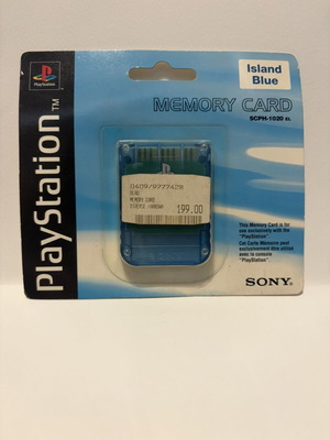 Sony PlayStation 1 Memory Card SCPH-1020 EL Island Blue, factory sealed