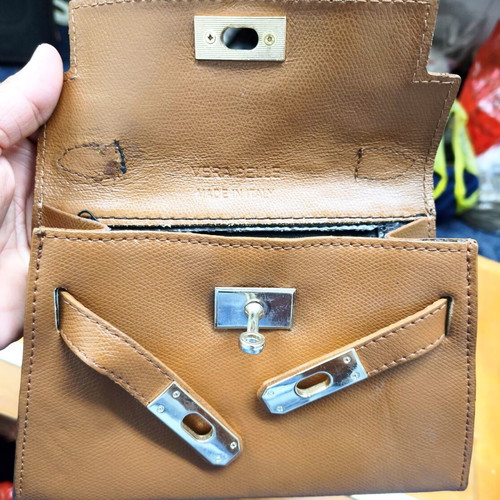 Vera Pelle Kitora Shoulder Bag like new, beige and brown leather