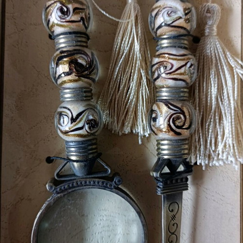 Vintage Murano office set new, handmade hand-painted