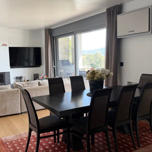 Wenge extendable dining set Casa di Patsi, 8 chairs with fabric seats