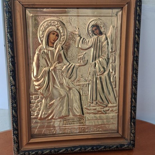 Christian decorative icon used, EΒΛΟΓΙΑ Ι.ΜΟΝΗΣ