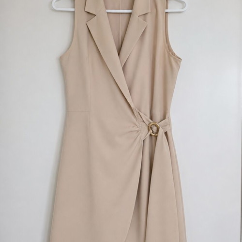 Zara beige short jumpsuit with belt, size L