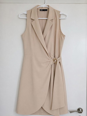 Zara beige short jumpsuit with belt, size L