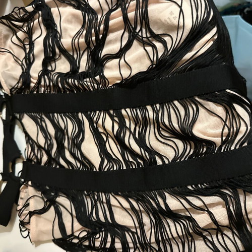Mini skirt with fringes and sheer details like new, size S